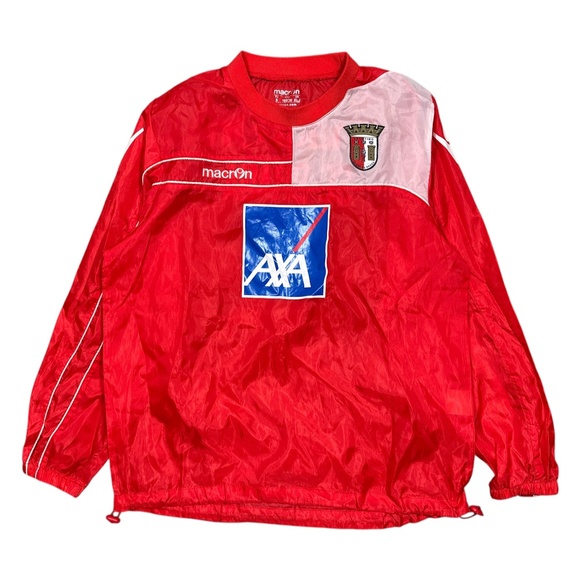 Vintage Macron SC Braga 2010-2011 Warmup Pullover Windbreaker Jacket Mens Small - Picture 1 of 12